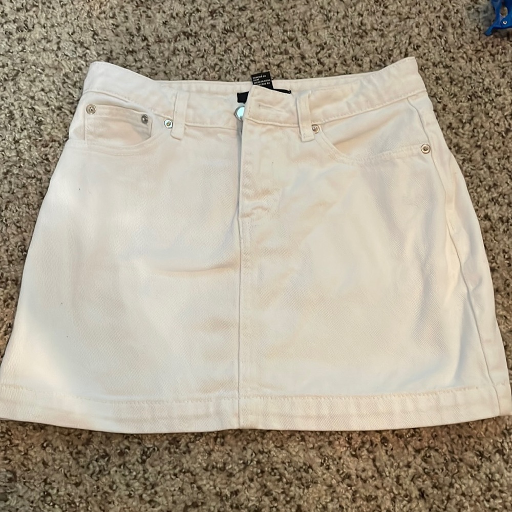 Forever 21 White Denim Mini Skirt